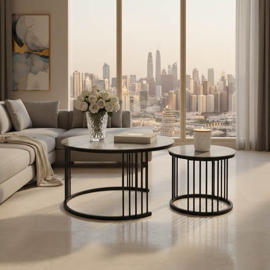Sintered Stone Coffee Table Set (1+1) | IH 2503 | 70x70 & 50x50 cm