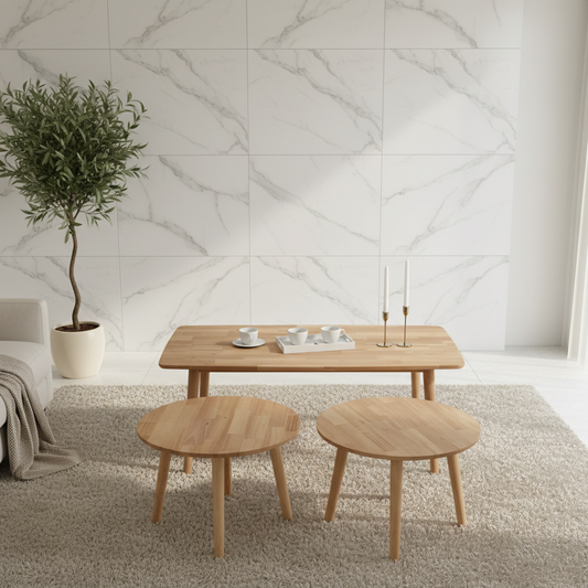 Coffee Table Set (1+2) | IH 808 | Natural Finish | 120x60x45 & 60x60x45 cm