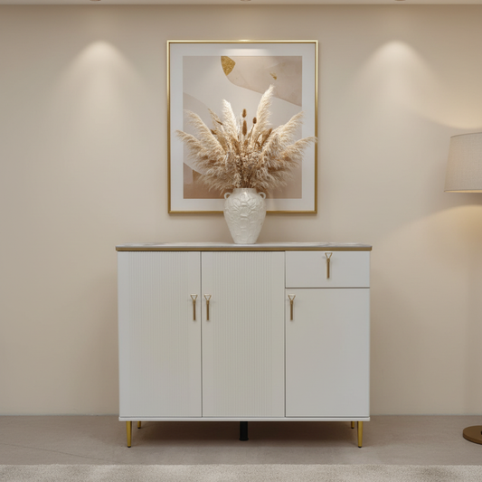 High Gloss Shoe Cabinet with Ceramic Top | IH S-81 | White