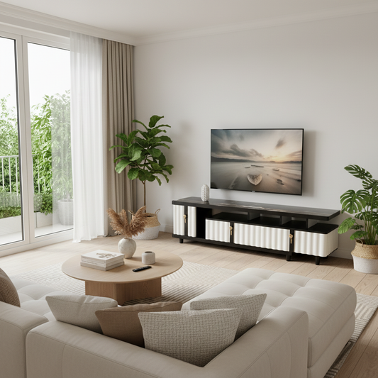High Gloss TV Stand with 4mm Glass Top | IH TV 185B – INFINI HOMES