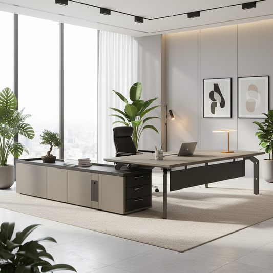 L-Shape Office Desk 1.6m Light Oak | Premium Executive Desk UAE
