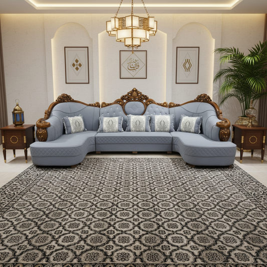 PU Classic Sofa Set IH-8806B | 400×205×135 cm | Grey | INFINI HOMES UAE