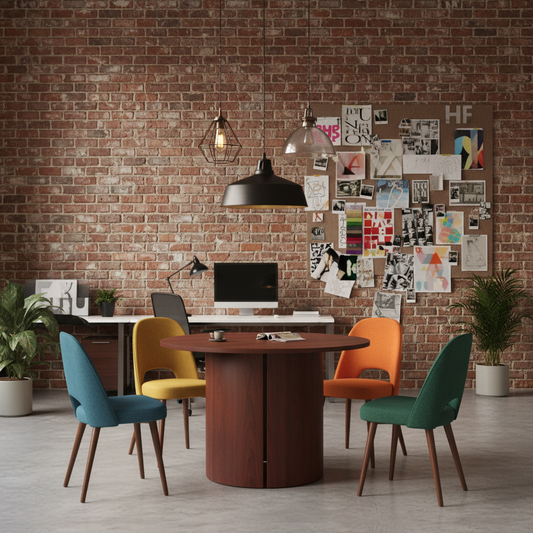 Round Meeting Desk | Wooden Office Table | UAE Delivery – INFINI HOMES