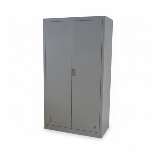Metal Swing Door Wardrobe IH FC03 Grey – Closed Front View | Buy Wardrobe UAE | INFINI HOMES