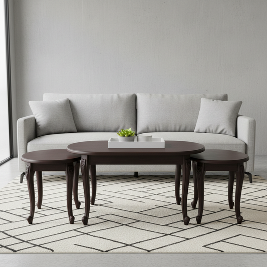 Mahogany Coffee Table Set (1+2) | IH 6006 – INFINI HOMES UAE