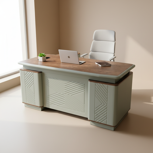 Golden Oak Grey Office Table IH 435 | Premium Office Desk UAE