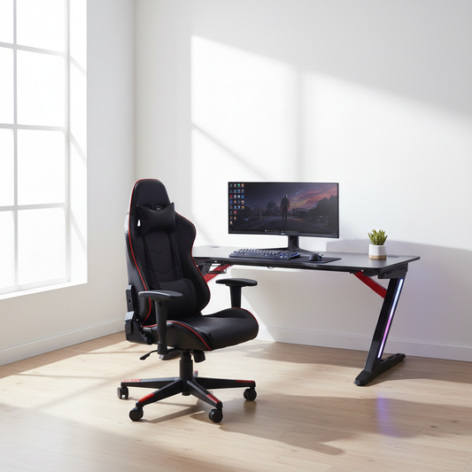 Gaming Table with LED Light Black 120x60x75cm | UAE Delivery