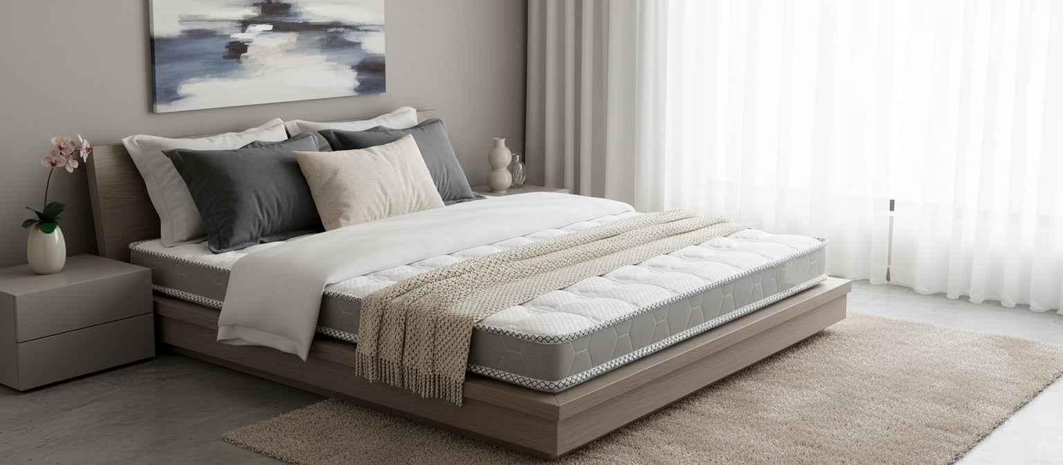 INFINI HOMES Single High Density Foam White Foldable & Flipable Mattress