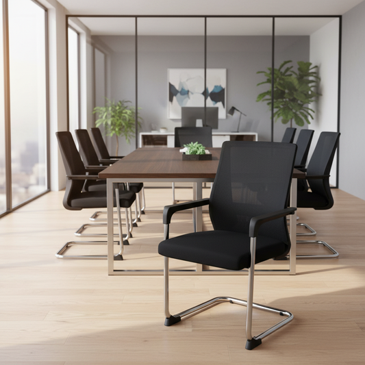 Mesh Back Visitor Chair UAE | Chrome Base Office Chair Dubai | INFINI HOMES | IH 9001