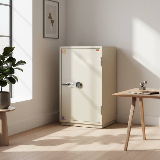 Valberg FRS-133 EL Fire-Resistant Safe – White, Digital + Key Lock System