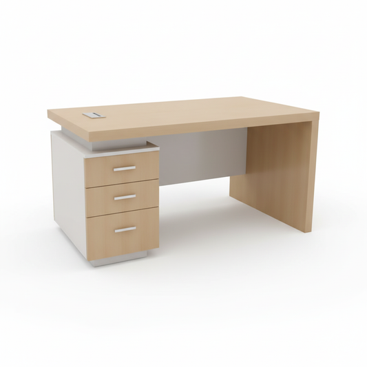 INFINI HOMES Executive Table UAE - Model KN140-EX-BX Light Oak White 140x70cm Dubai Abu Dhabi Sharjah