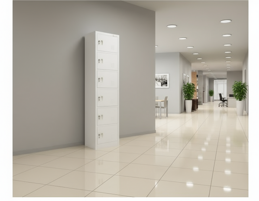 INFINI HOMES 6 Tier Metal Steel Storage Locker Cabinet with Plastic Handle (Grey, 45L X 40W X 183H, 6 Door)