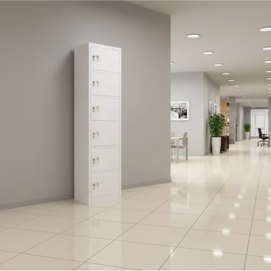 INFINI HOMES 6 Tier Metal Steel Storage Locker Cabinet with Plastic Handle (Grey, 45L X 40W X 183H, 6 Door)