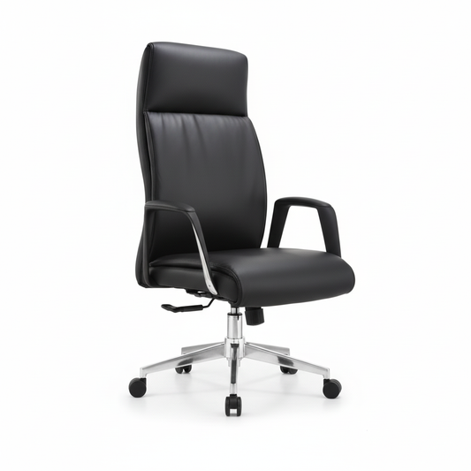 Executive Office Chair High Back Black Grey - Premium PU Leather Chair UAE Black