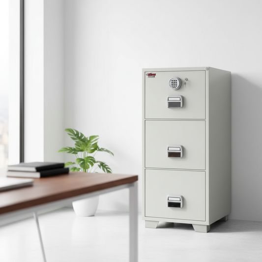Eagle SF-680-3EKX Fire-Resistant Filing Cabinet – 3 Drawers, Digital + Key Lock System