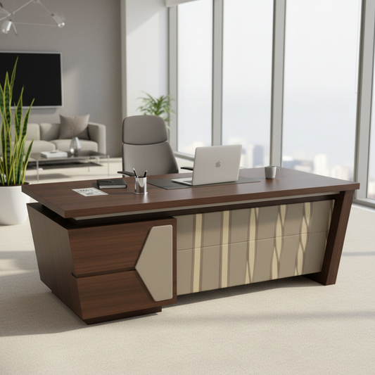 Office Desk 1.2m Oak & Khaki | Premium Workstation 120x60x75cm | UAE Delivery