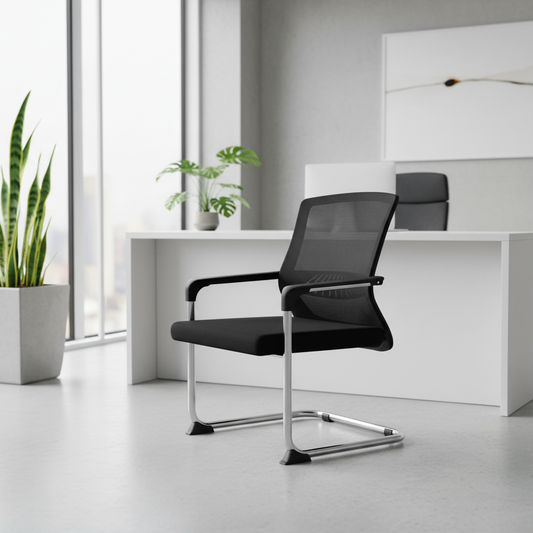 Mesh Back Visitor Chair with Chrome Base - Office Seating UAE | IH 822D