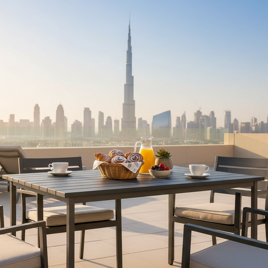 Premium 6-Seater Outdoor Dining Table UAE | Weather-Resistant WPC Wood Furniture Dubai Abu Dhabi