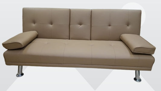 Faux Leather Sofa Bed 180cm Brown - Convertible Sleeper Couch Dubai UAE