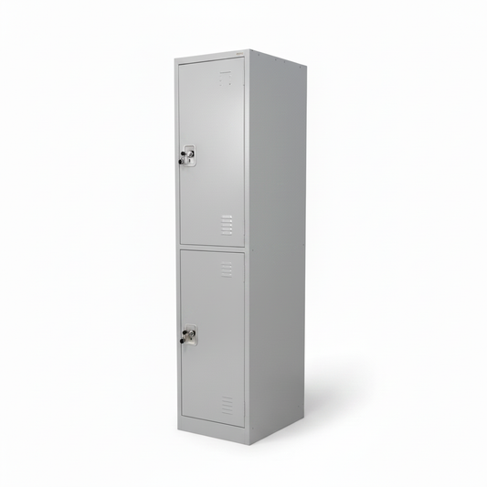 Heavy Duty Steel Two-Tier Locker | IH FS-124 | UAE Delivery Grey