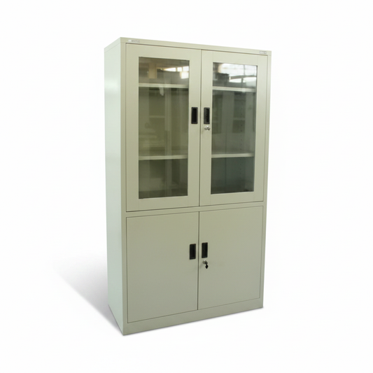 Metal Cupboard with 4 Swing Doors | Glass & Metal Storage | IH FC06