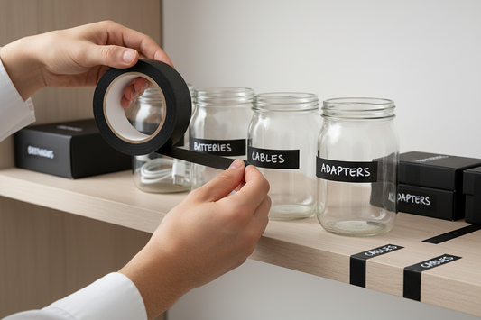 Black Masking Tape UAE - Premium Fabric Paper Blend | Crafting & Labeling Tape Dubai