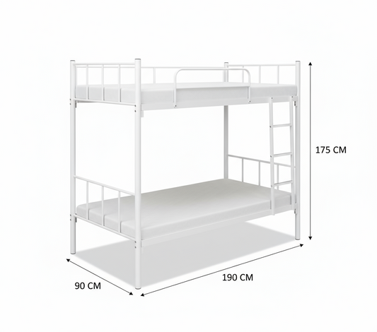 Premium Steel Bunk Bed with mattress 90x190 Dubai UAE | Heavy Duty Double Metal Bunk Bed with Mattress & Ladder | INFINI HOMES