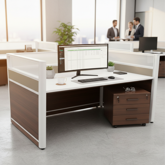 1-Person Work Station Beech White 120cm | Office Desk UAE | Free Delivery Dubai Abu Dhabi Sharjah