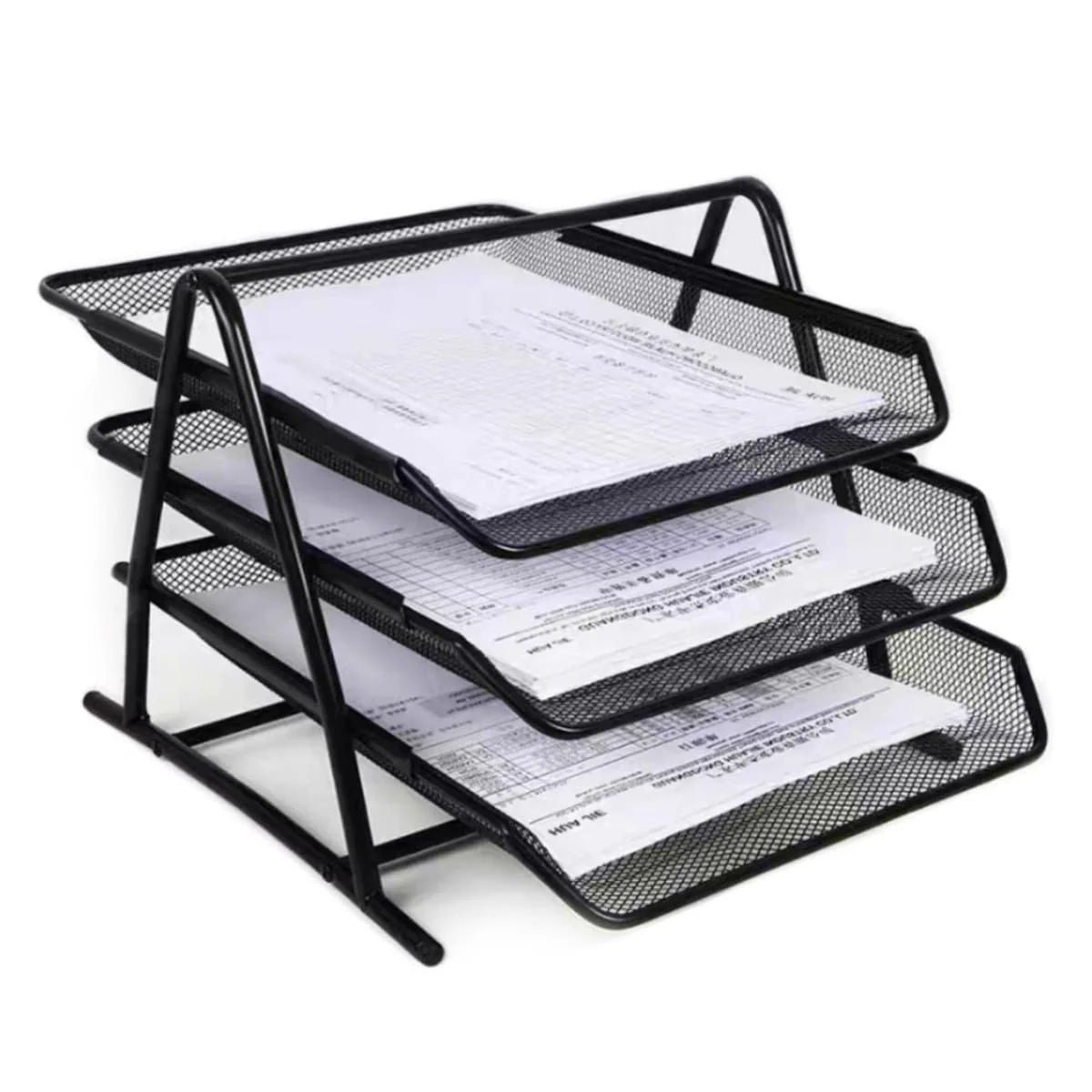 Partner Metal Mesh 3 Tier Document Tray Black - Office Organizer UAE | Dubai Abu Dhabi Sharjah