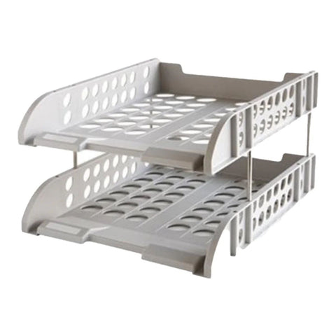 DELI 2 Tier Plastic Document Tray Grey 9216GY | Office Organizer UAE | Dubai Abu Dhabi Sharjah