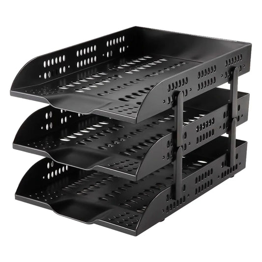 DELI 3 Tier Plastic Document Tray Black 9215BK - UAE Office Organizer | Dubai Abu Dhabi Sharjah