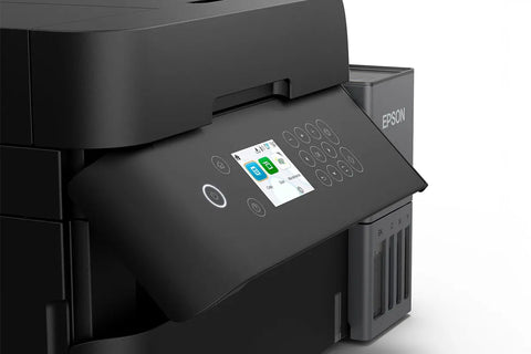 Epson EcoTank L6370 LCD touchscreen control panel close-up – wireless printer for home office UAE