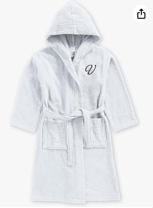INFINI HOMES Daffodil Monogrammed Kids Bathrobe - Premium Terry Cotton Hooded Robe for Children