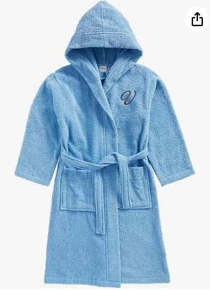 INFINI HOMES Daffodil Monogrammed Kids Bathrobe - Premium Terry Cotton Hooded Robe for 6 Year Olds
