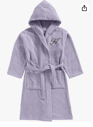 INFINI HOMES Daffodil Monogrammed Kids Bathrobe - Premium Terry Cotton Hooded Robe for 6 Year Olds (108x104cm) - Letter H - UAE Wide Delivery