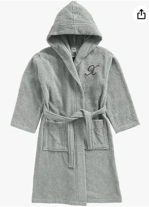 INFINI HOMES Daffodil Monogrammed Kids Bathrobe - Premium Terry Cotton Hooded Robe for 8 Year Olds (112x113 cm) - Letter X