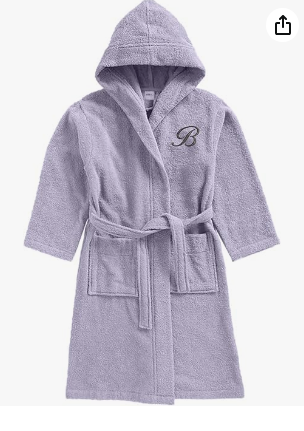 INFINI HOMES Premium Kids Hooded Bathrobe - Daffodil Monogrammed Terry Cotton 120x124cm