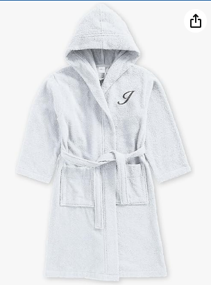 INFINI HOMES Daffodil Monogrammed Kids Bathrobe - Premium Terry Cotton Hooded Robe for 8 Year Olds