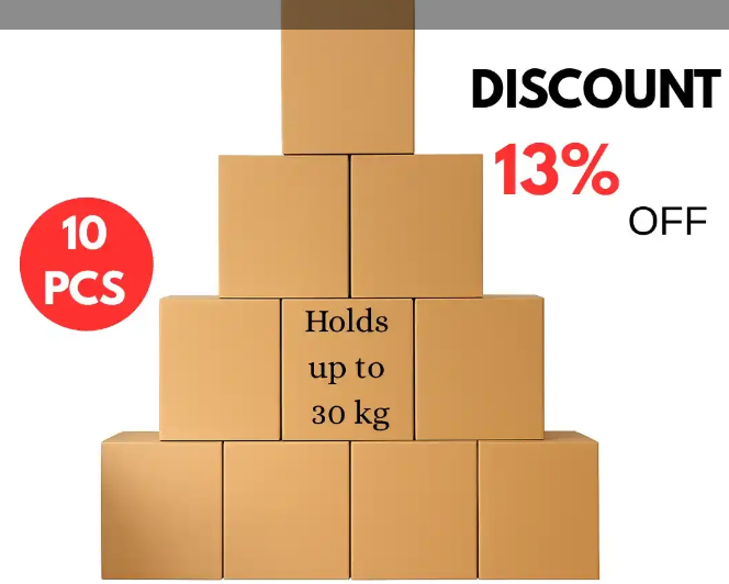 Infini Homes 5-Ply Corrugated Cardboard Boxes – 10-Pack Heavy-Duty Cartons for Shipping & Storage (30 KG Capacity) – AED 69.99
