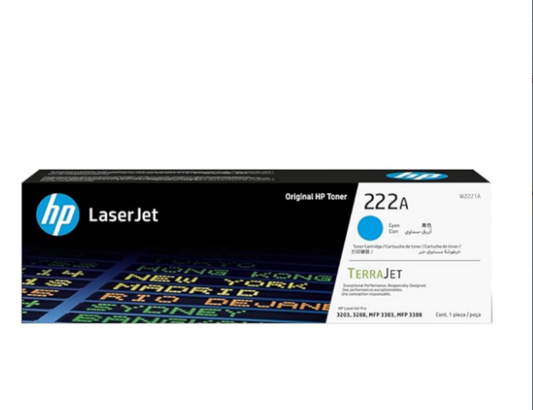 HP 222A Cyan Toner Cartridge W2221A
