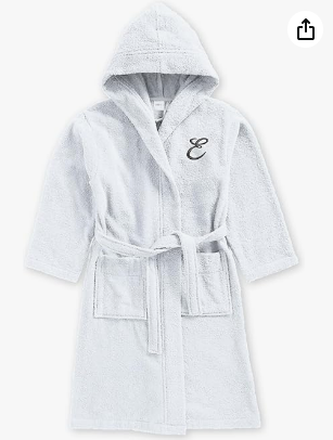 INFINI HOMES Daffodil Monogrammed Kids Bathrobe - Premium Terry Cotton Hooded Robe for 8 Year Olds