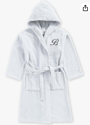 INFINI HOMES Daffodil Monogrammed Kids Bathrobe - Premium Terry Cotton Hooded Robe for 12 Year Olds