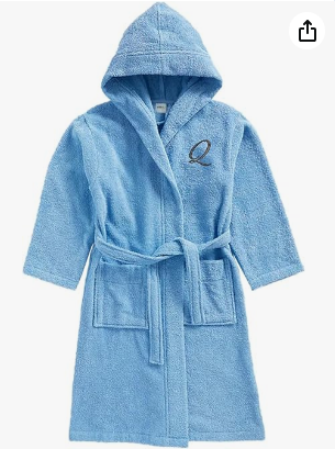 INFINI HOMES Daffodil Monogrammed Kids Bathrobe - Premium Terry Cotton Hooded Robe for 6 Year Olds