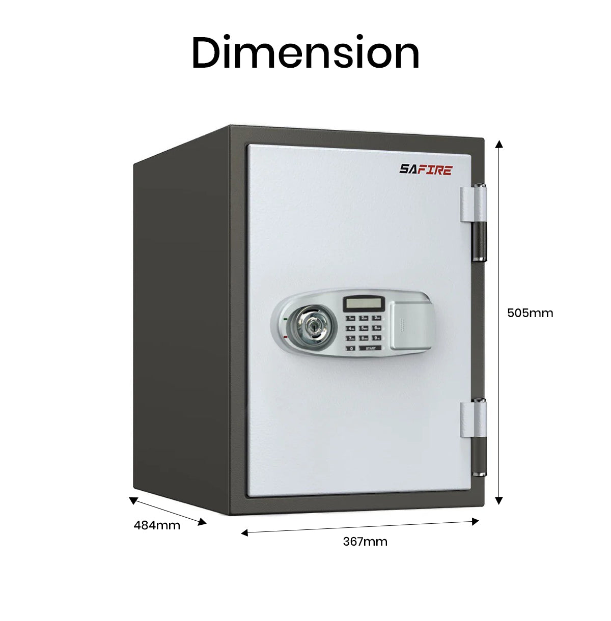 SAFIRE FR30 Fire-Resistant Safe – Grey, Dual Locking System (Key + Digital)