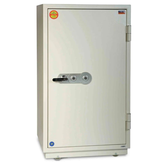 خزنة فالبرغ FRS-120 KL مقاومة للحريق بيضاء مغلقة مع نظام قفل مزدوج - Valberg FRS-120 KL White Fire-Resistant Safe Closed with Dual Key Lock System UAE