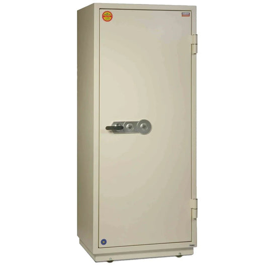 خزنة فالبرغ FRS-165 KL مقاومة للحريق تفاصيل القفل المزدوج - أبيض | Valberg FRS-165 KL Fire-Resistant Safe Dual Key Lock Details White UAE