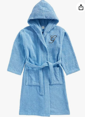 INFINI HOMES Daffodil Monogrammed Kids Bathrobe - Premium Terry Cotton Hooded Robe for 6 Year Olds (108x104cm) - Letter G