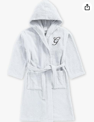 INFINI HOMES Premium Kids Bathrobe - Monogrammed Terry Cotton Hooded Robe for 8 Year Olds