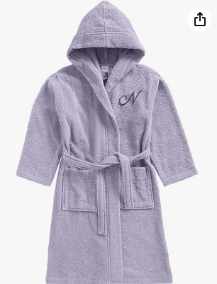 INFINI HOMES Daffodil Monogrammed Kids Bathrobe - Premium Terry Cotton Hooded Robe for 10 Year Olds (120x124cm) - Letter N - UAE Wide Delivery