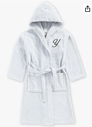 INFINI HOMES Daffodil Monogrammed Kids Bathrobe - Premium Terry Cotton Hooded Robe for 12 Year Olds